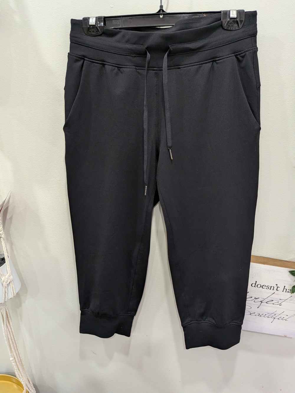 ZYIA Women's Black Jogger Capris with Drawstring